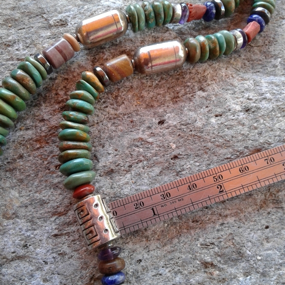 Sterling silver Green Turquoise multi NECKLACE - Picture 4 of 7